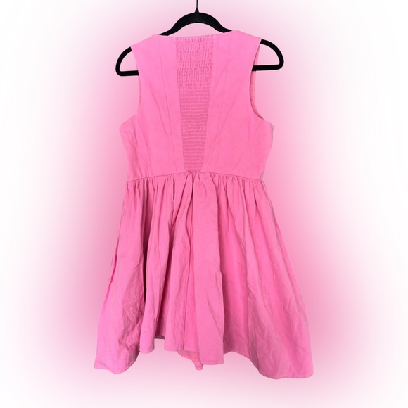 Kourt Denim Corset Mini Dress Bubblegum Pink Flowy Skirt Sleeveless Size Large - Picture 5 of 8